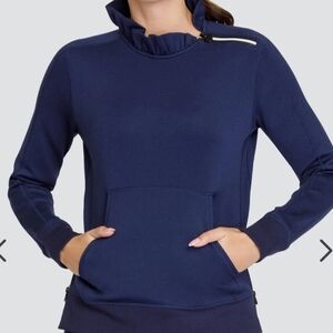 Tail Activewear Condoleeza Navy Ruffle Funnel Neck Pullover Size XL NWT